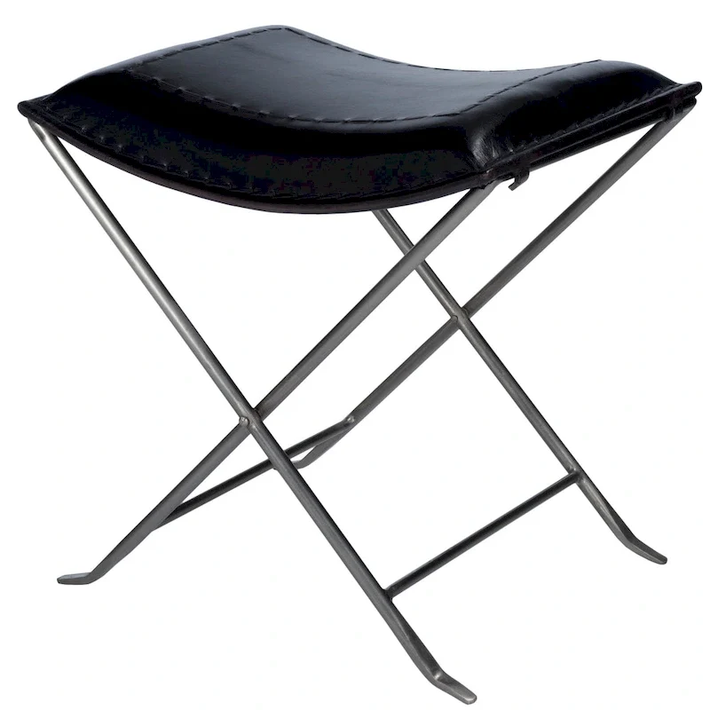 Handmade Butler Melton Leather Stool (India)