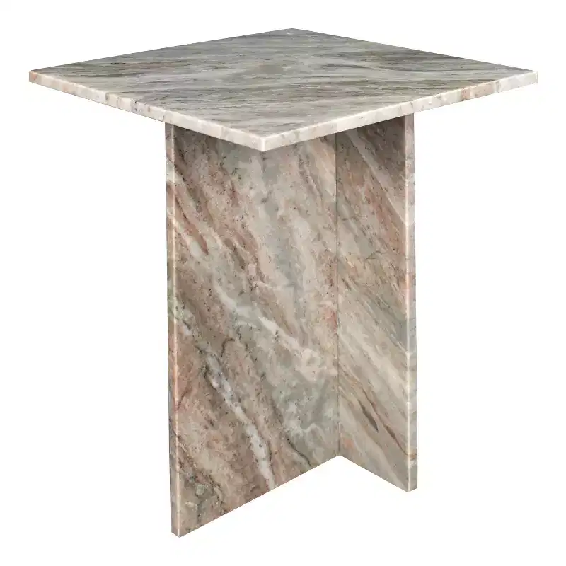 JONATHAN Y Cecil 18.5 Contemporary Natural Marble Handmade T-Shaped End Table