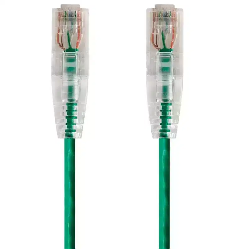 Monoprice Cat6 Ethernet Patch Cable - 14 feet - Green | Snagless RJ45 Stranded 550MHz UTP CMR Riser Rated Pure Bare Copper Wire 28AWG - SlimRun Series