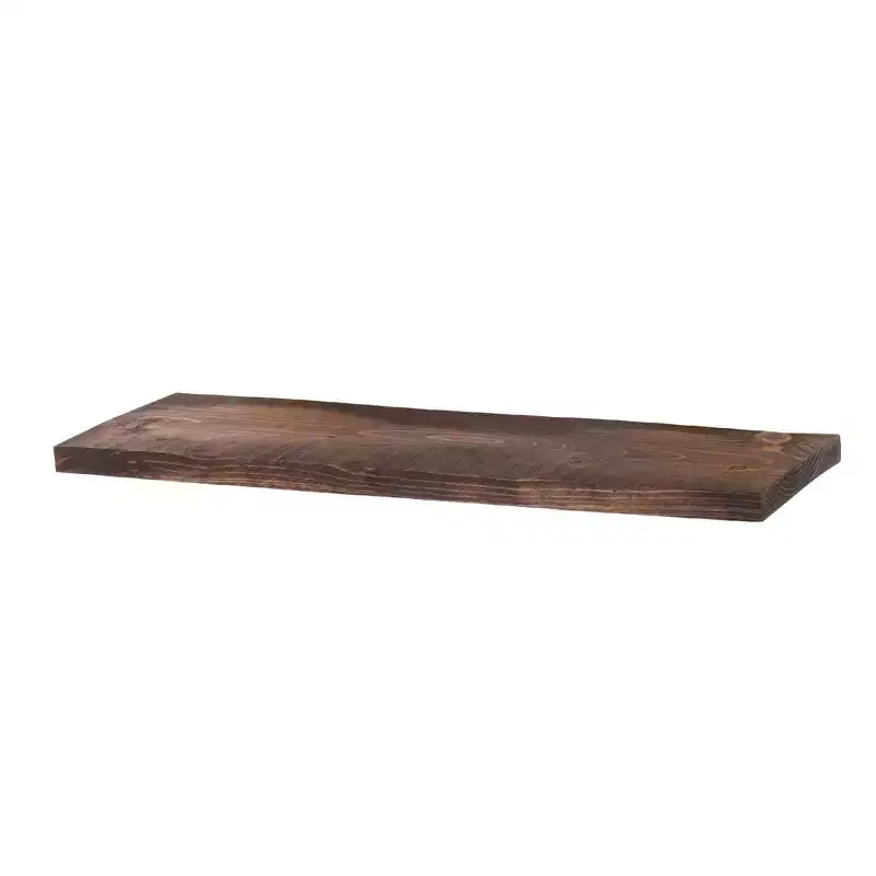 24 Reclaimed Pine Wood Shelf 鈥?Trail Brown Stain, Wire-Brushed Distressed Finish, Sold Individually