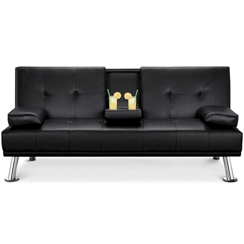 Modern Recliner Couch Faux Leather Futon Sofa Bed