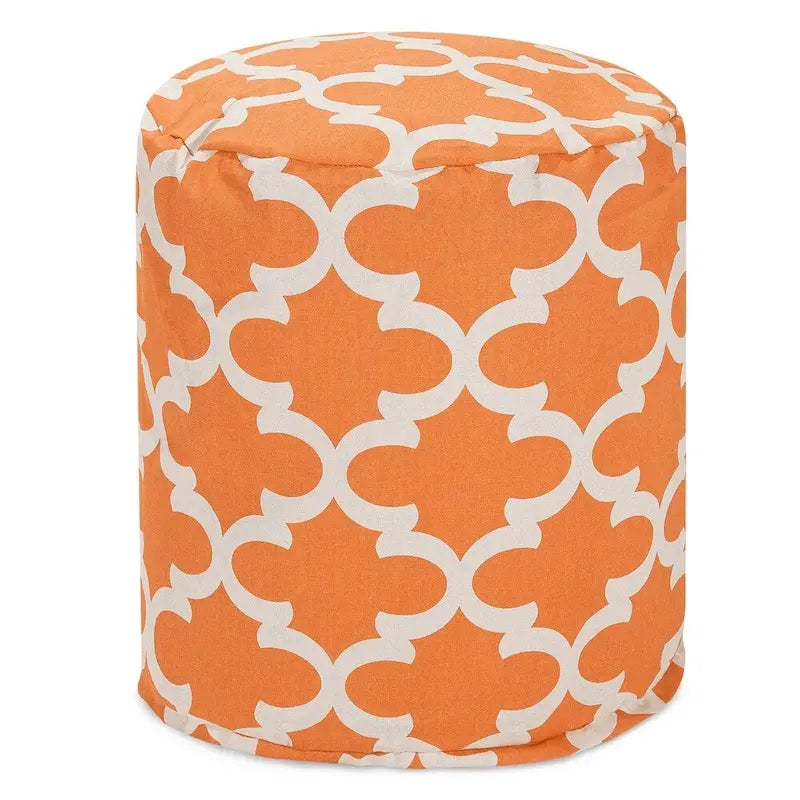 Indoor & Outdoor Ottoman Pouf – Orange / Blue / Green / Grey, Trellis Pattern, Seats 1