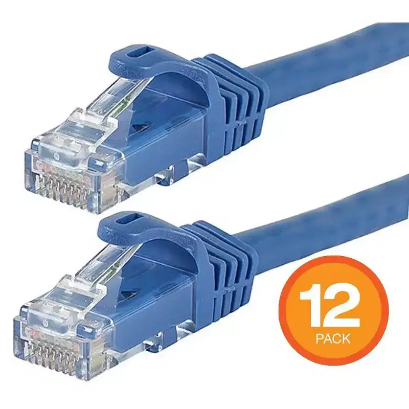 Monoprice Cat6 Ethernet Patch Cable - 2 Feet - Blue (12 Pack) Snagless RJ45, 550MHz, UTP, Pure Bare Copper Wire, 24AWG - FLEXboot Series