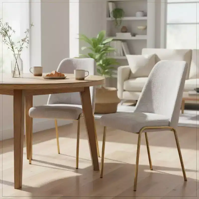 LeisureMod Lumen Dining Chair  Modern Upholstered Kitchen Chair with Gold Steel Legs, Ergonomic Accent Chair