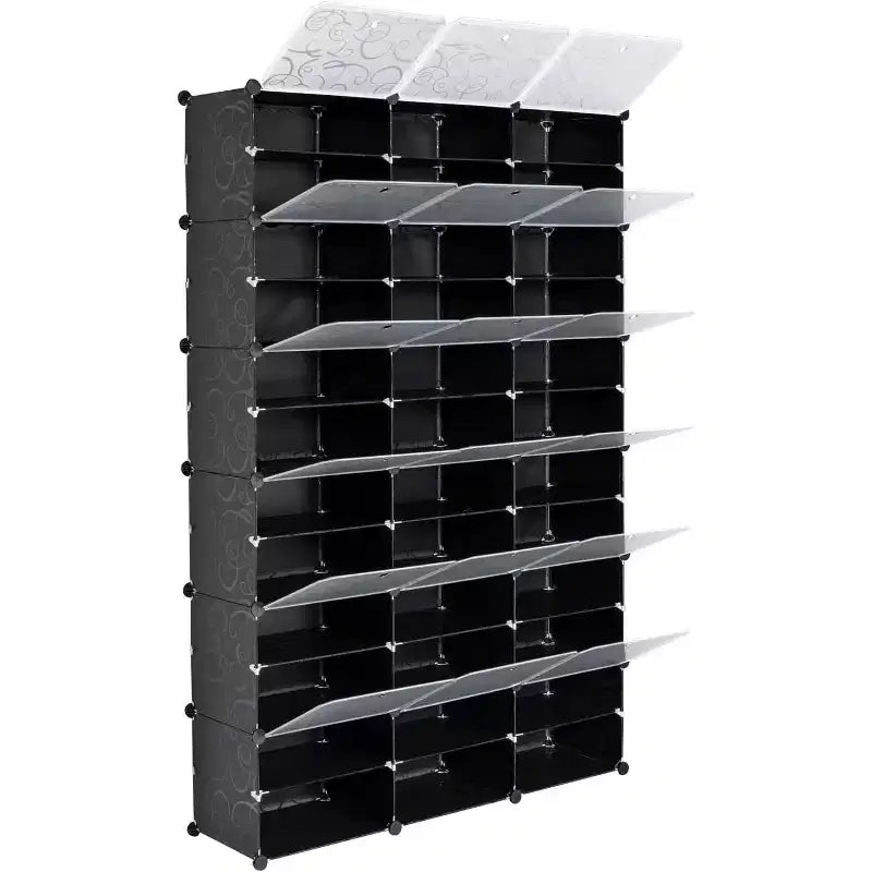 Expandable Plastic Shoe Rack, 12-Tier Shoe Cabinet, Holds 72 Pairs of Shoes, Suitable for Wardrobes, Entryways, Hallways,