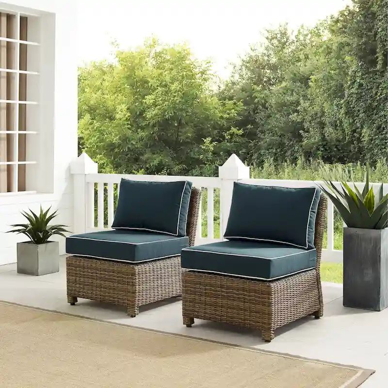 Crosley Bradenton 2Pc Outdoor Wicker Chair Set - Weathered Brown