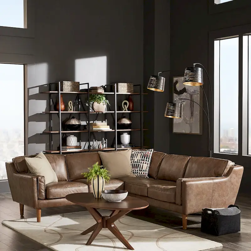 Darius Tan Oxford Leather Sectional Sofa by iNSPIRE Q Modern