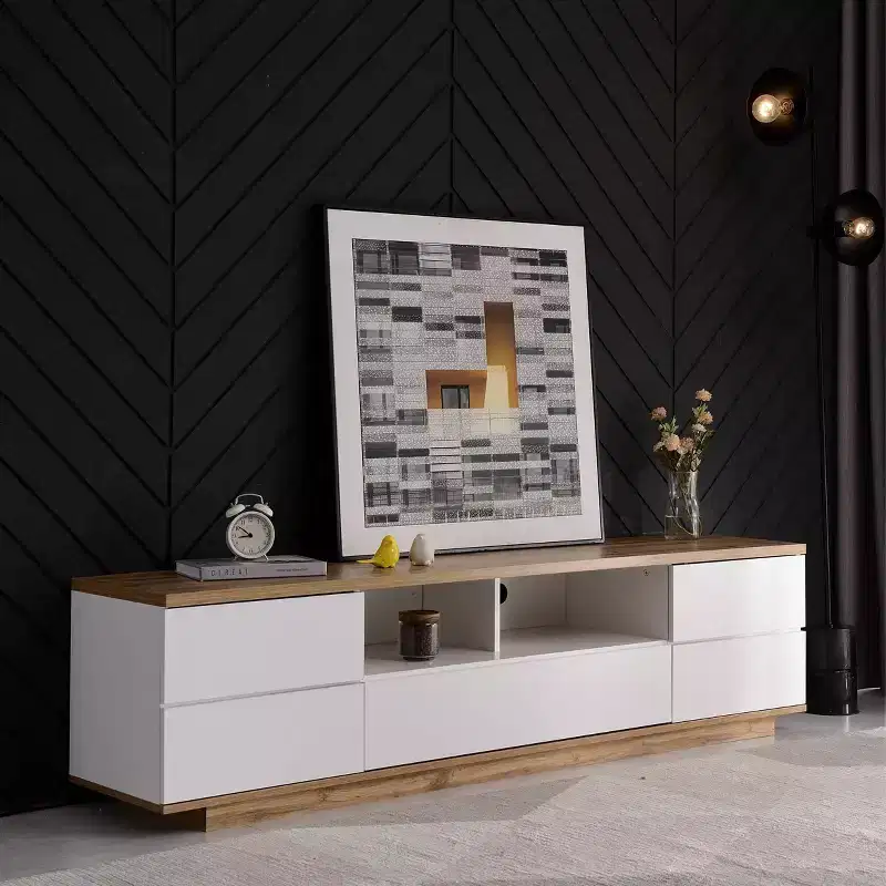 Modern TV Stand for TVs up to 80, Media Console with Multifunctional Storage, Entertainment Center with Door Rebound Device for Living Room