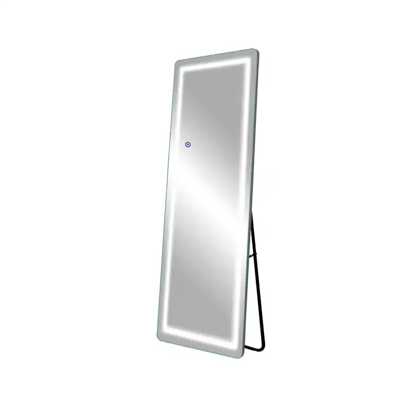 LED Aluminum Frameless White Full-Body Mirror 160x40x2cm with Stand