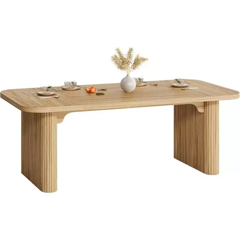 Lantine Modern Dining Table for 6 People, 62-Inch Wooden Kitchen Dinner Table with Double Robust Pedestal for Dining Room