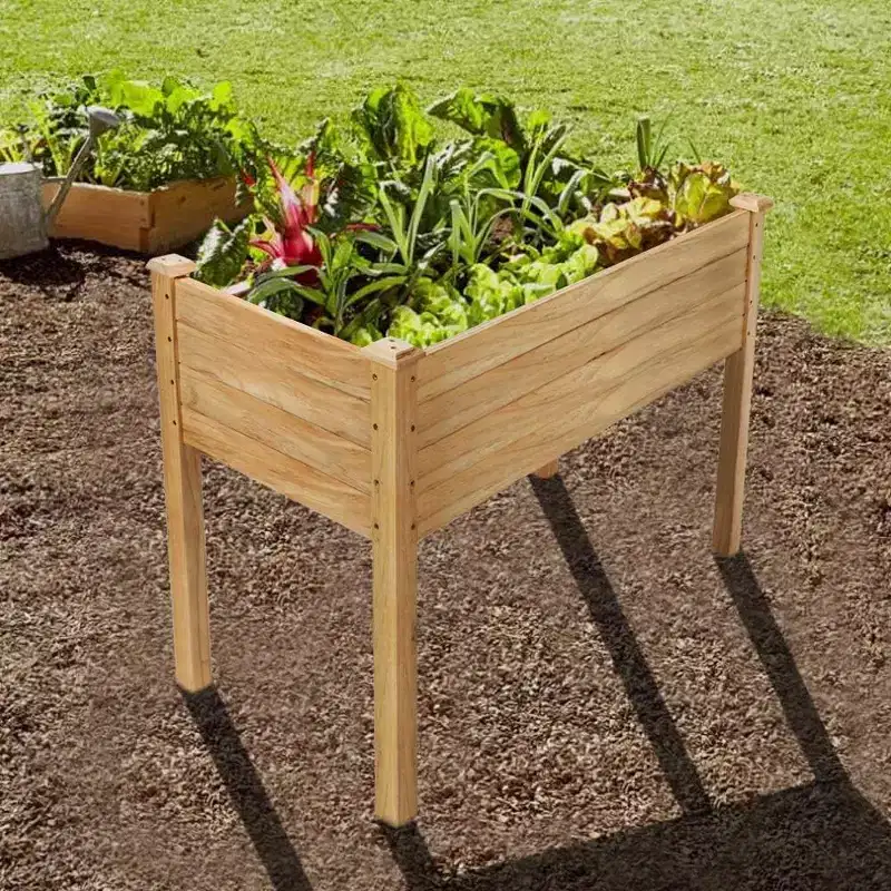 VINGLI Heavy Duty Raised Garden Bed with Bed Liner, Wood Planter with Legs for Vegetables Fruits Potato Onion Flower