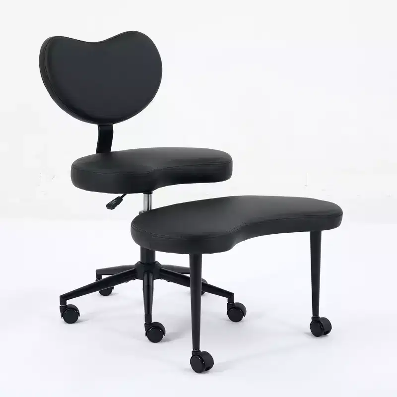 Homy Casa Cross-Legged Desk Chair with Adjustable Height and Rolling Stool