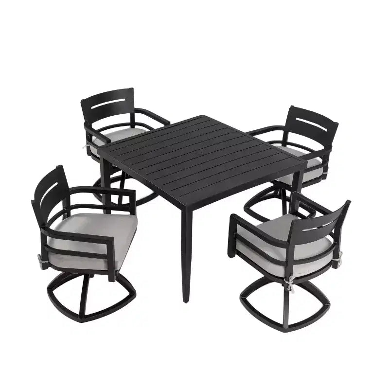 Christopher Knight Home Valerie Patio 5 Piece Aluminum Dining Set with Swivel and Sunbrella Cushions