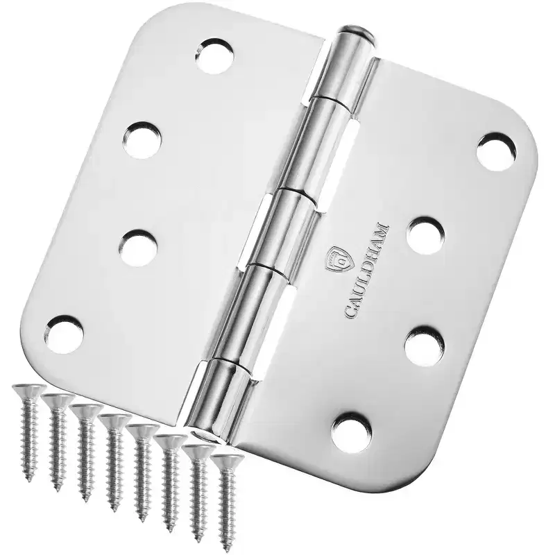 Cauldham Heavy-Duty 4 Interior Door Hinges with 5/8 Radius Corners - Polished Chrome