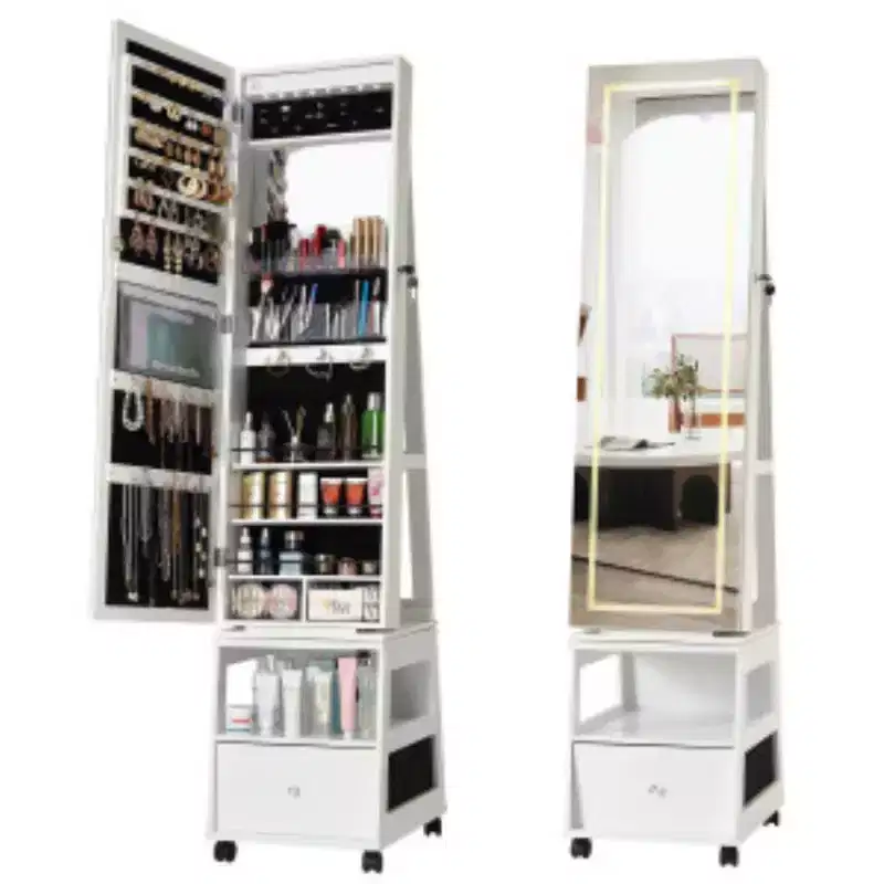 Rotating Jewelry Cabinet Set (MDF) - White
