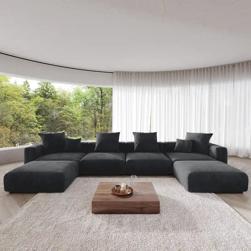 181.10 Corduroy Fabric 6-Piece Oversize Sectional Sofa