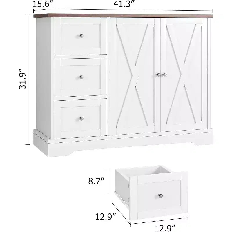 Buffet Cabinet with Doors, Drawers, Farmhouse Coffee Bar Sideboard
