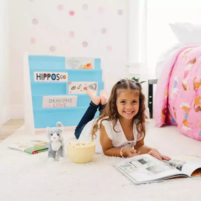 Kids' 4-Tier Bookshelf �C White/Aqua, MDF, Ages 3+