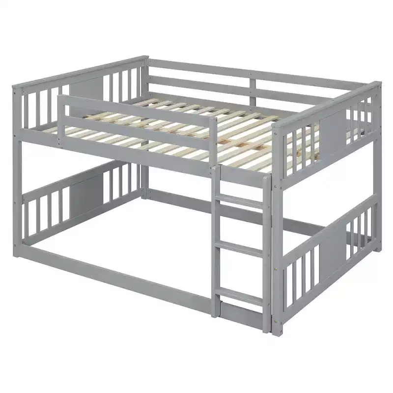 Full Over Full Bunk Bed with Ladder for Bedroom, Dorm