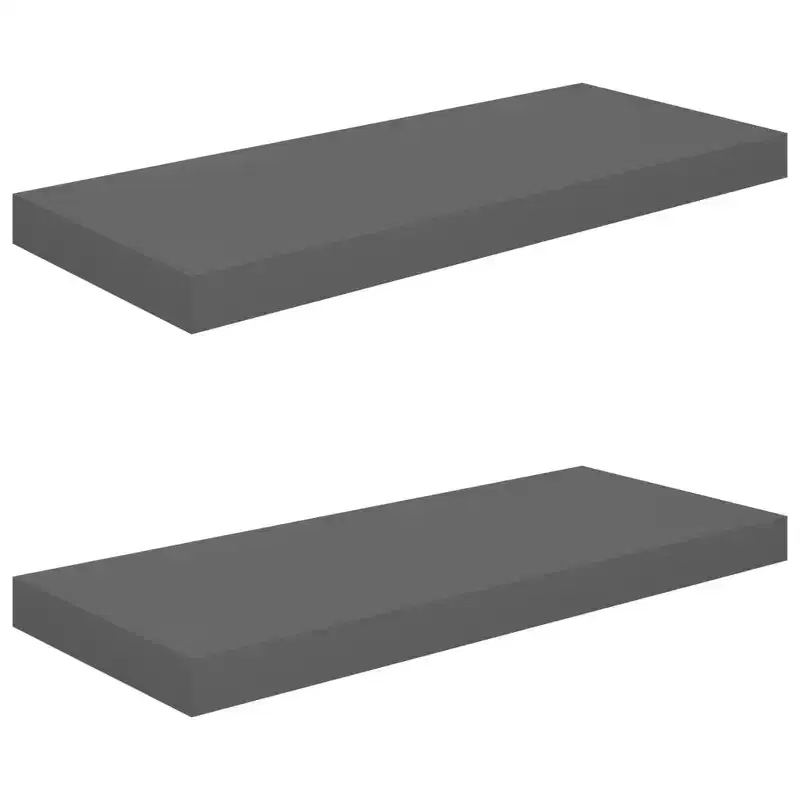 Wall Shelf Set of 2 Glossy gray Honeycomb MDF, Metal