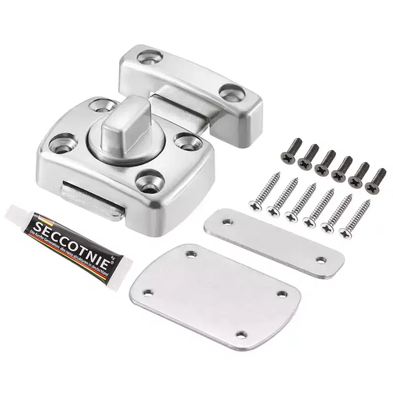 Unique Bargains Zinc Alloy Cabinet Window Door Nail-free Lock Gate Rotate Bolt Latches 2 Pcs