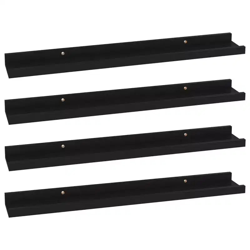 Wall Shelf Set of 4 Black MDF 23.6x3.5x1.2 in Wall mounting