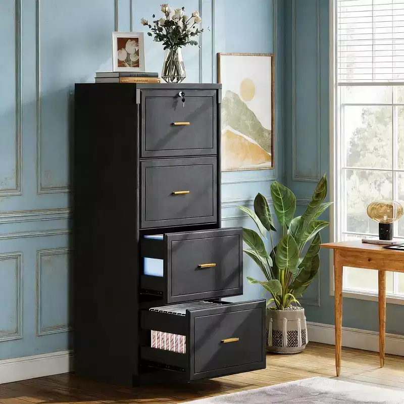File Cabinet, Vertical Filing Cabinet with 4 Storage Drawers