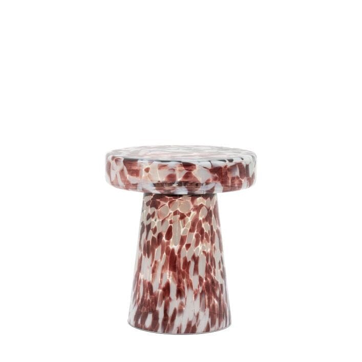 Dark Cherry Speckled Blown Glass Side Table