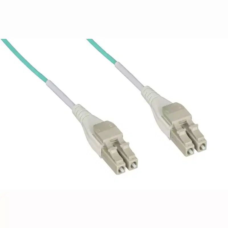 Monoprice OM3 Fiber Optic Cable - 3 Meter - Aqua | Reverse Polarity LC/LC Uniboot, UL, 50/125 Type, 10GB, Corning, For Telecomm Room, Server Farm, and