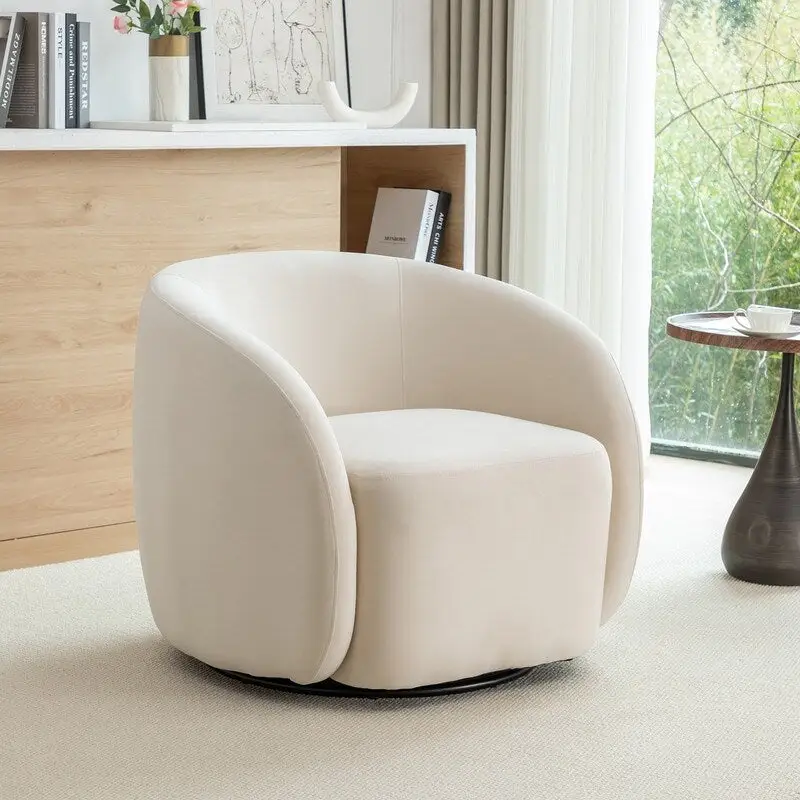 Modern Glam Velvet Upholstered 360 Degree Swivel Accent Armchair