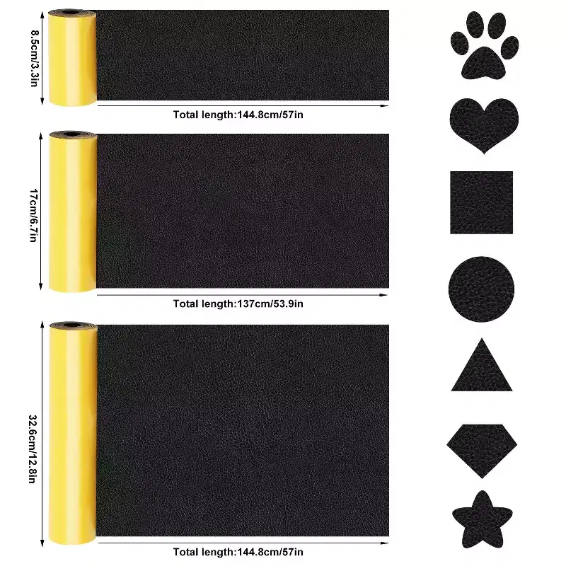 AMMER Leather Repair Patches, 3.357'' Scratch-Resistant Self-Adhesive Leather Repair Tape, ,Black