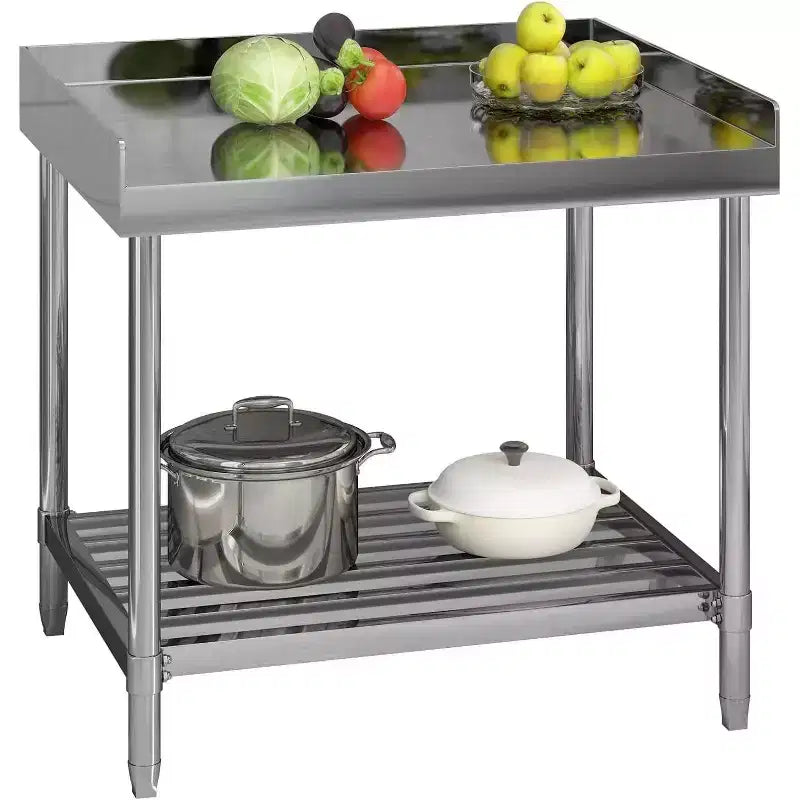 36 NSF Stainless Steel Prep Table with Backsplash, Adjustable Commercial Workstation for Restaurants & Home Kitchens