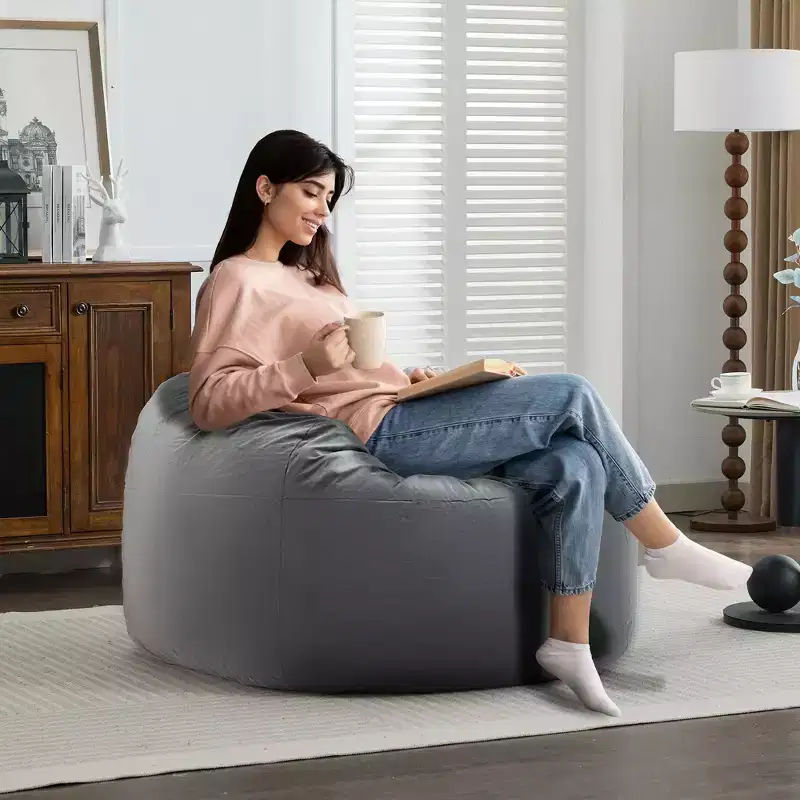 HYLEORY Bean Bag Chair Luxurious Velvet Ultra Soft Fur with High-Rebound Memory Foam for Adults Plush Lazy Sofa with Fluffy Removable Sponge