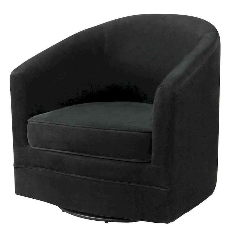 Black Velvet Swivel Barrel Accent Chair