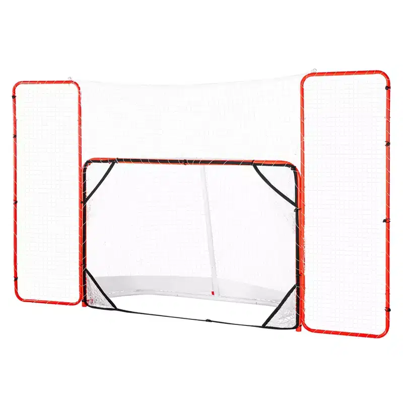 VEVOR Hockey Goal with Backstop ands, Street Steel Hockey Net, 72 Pro Hockey Training Goal Set, White/Red