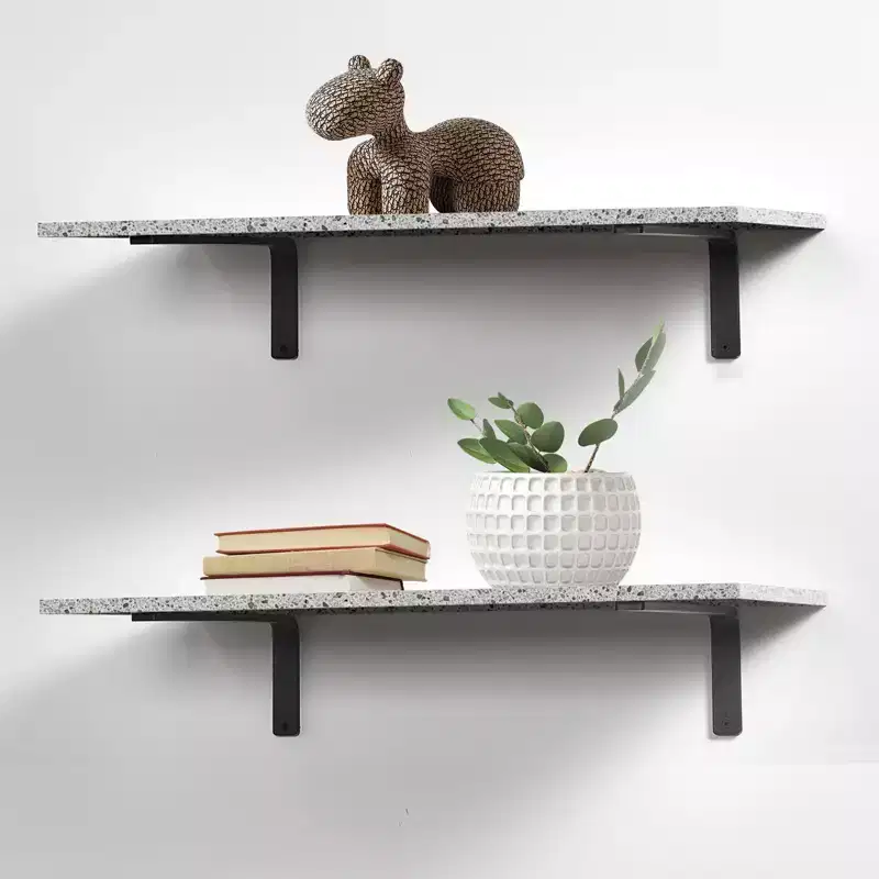 VEVOR Shelf Bracket, 16 x 6 in 4 Pcs, Heavy Duty Floating Shelf Brackets, Brackets for Shelves, 10mm Thick Matte Black L Shelf Bracket,Black