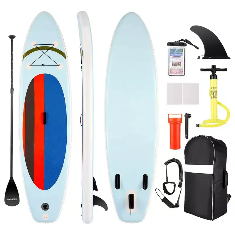 Ancheer 10 Foot Long Inflatable Stand Up Paddle Board with Carry Bag, Paddle, Coil Leash, and Repair Kit with 265 Pound Capacity, Red