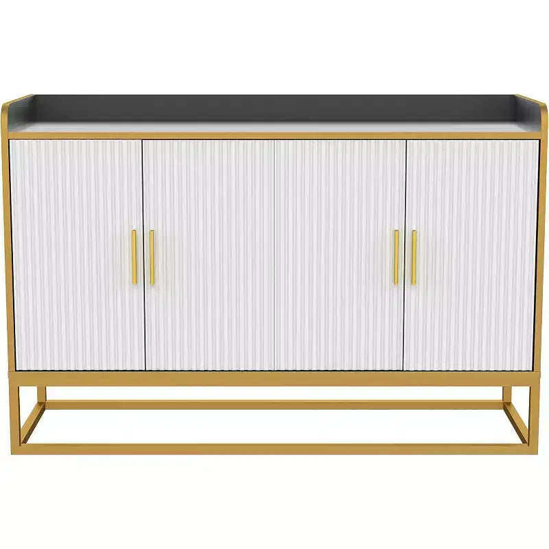 Contemporary Kitchen Buffet Cabinet with Countertop Safety Fence, Freestanding Sideboard Storage for Dining Room, Entryway, Bedroom