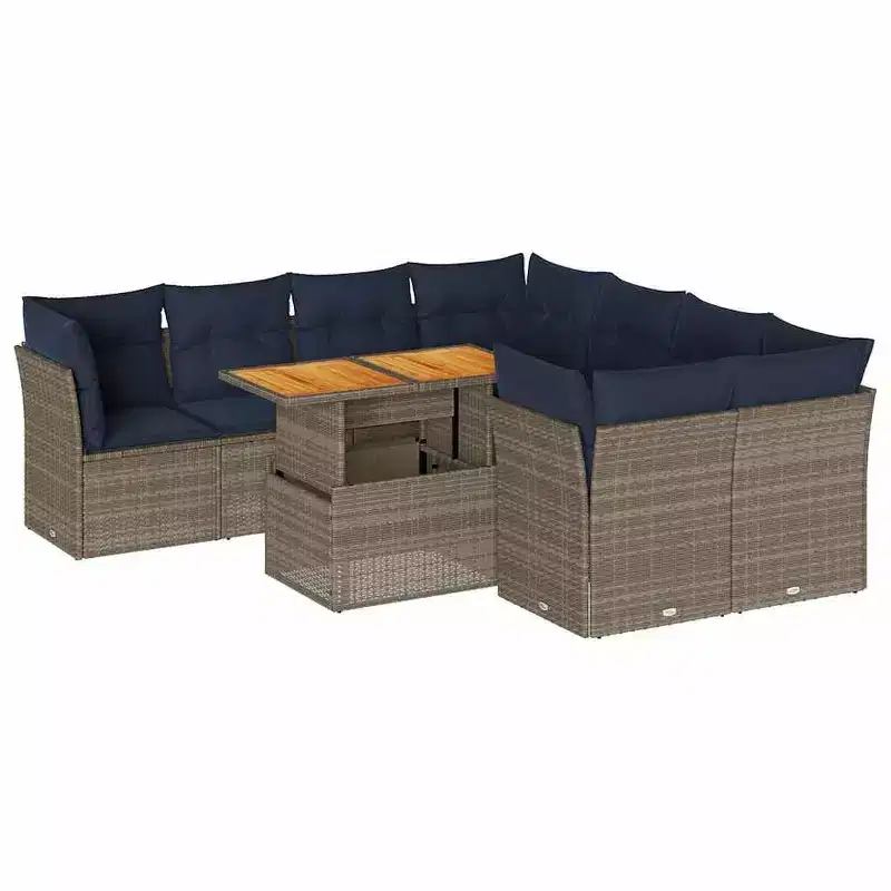 vidaXL Patio Sofa Set with Cushions Poly Rattan