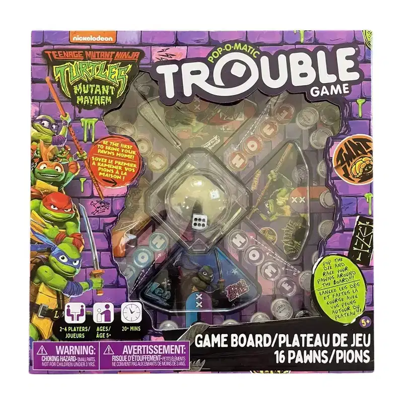 Forever Clever Teenage Mutant Ninja Turtles Mutant Mayhem Pop-O-Matic Trouble Board Game