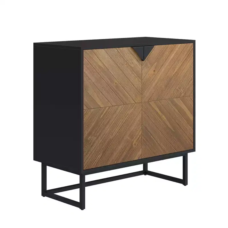 Nathan James Set of 4 Enloe Console Table with Wood Doors Black