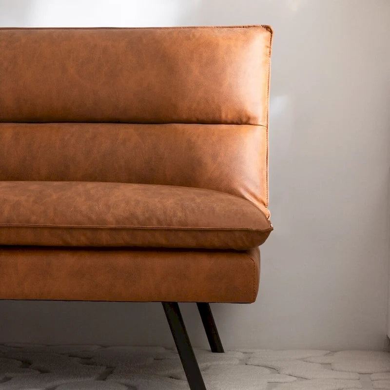 EGOHOME 71 Faux Leather Convertible Sofa with Split Back