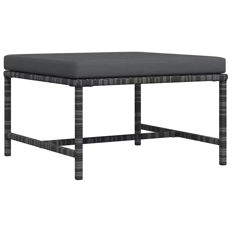 vidaXL Footrest Grey PE rattan, powder-coated steel Medium Modular