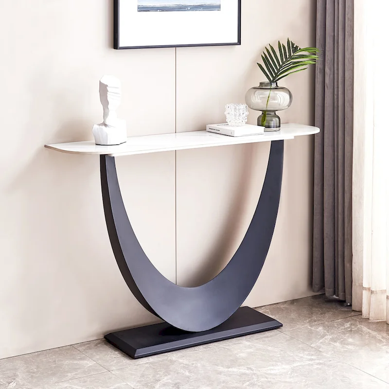 Modern Console Table, Exquisite shape design, Metal Frame with Adjustable foot pads for Entrance