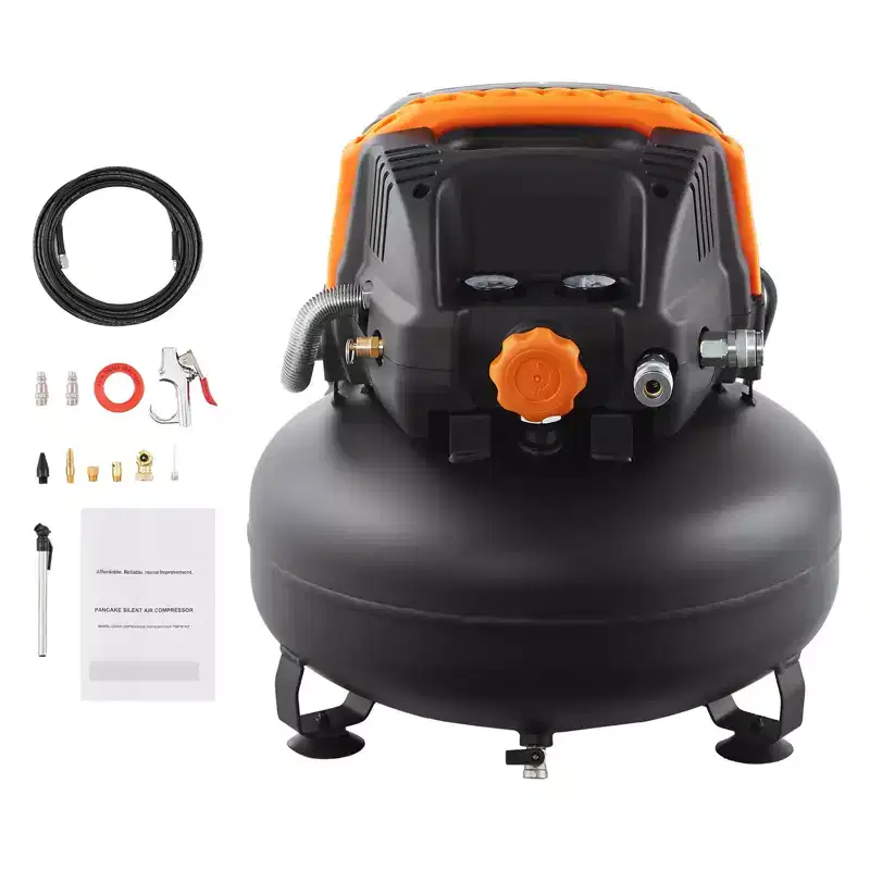VEVOR 6 Gallon Air Compressor, 1.7HP 2.3CFM@90PSI Portable Pancake & 150PSI Max Pressure, 12-Piece Accessory Kit with 50FT Air Hose, Black