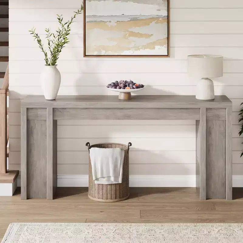 70.9-Inch Entryway Table, Wooden Farmhouse Console Table, Thick Sofa Table Behind Couch Table, Long Console Tables for Entryway Living Room, Gray