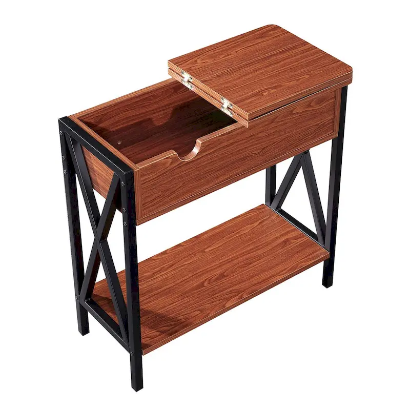 Flip Top End Table with Storage Shelf
