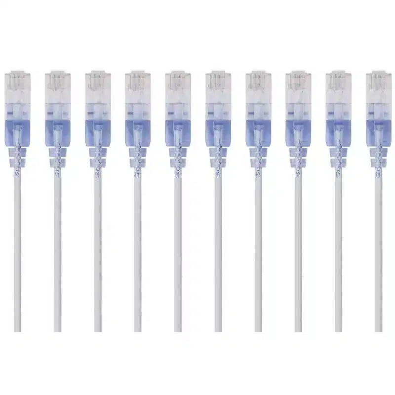 Monoprice Cat6A Ethernet Patch Cable - 5 Feet - White | Network Internet Cord - RJ45, 550Mhz, UTP, Pure Bare Copper Wire, 10G, 30AWG, 10-Pack -