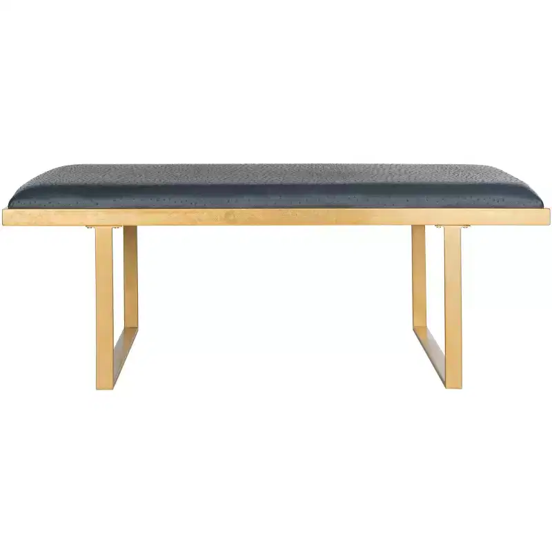 Modern Loft Bench with Padded Seat, Navy & Gold, 550 lb Capacity, 48" Wide