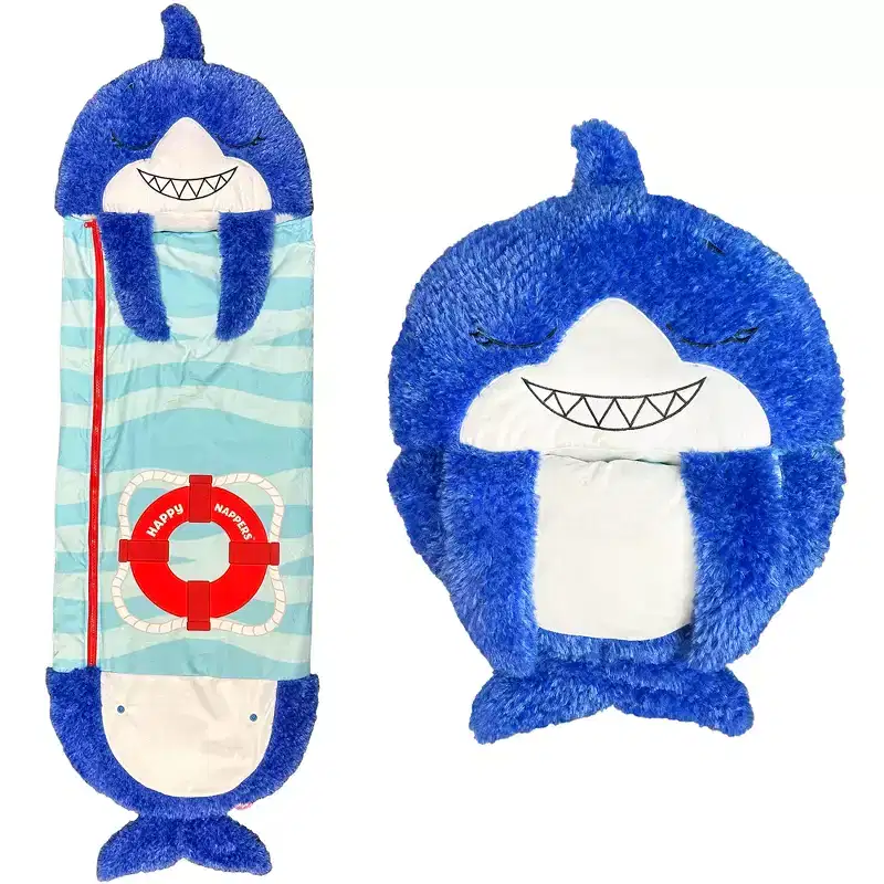 Happy Nappers: S4 Pillow & Sleepy Sack: Medium - Blue Shark - 54 x 20